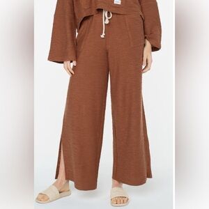 Roxy Beach Breeze Split Hem Pants Brown Wide-Leg Pants